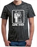 GAME OVER Marriage Groovy Swirl Tie Dye T-shirt, Medium, Black