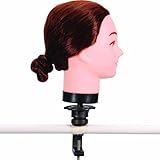 18'' 50% Real Human Hair _ Auburn Brown #33 , Female Barber Hairdresser Hair Hairdressing Hair Cutting Student Practice Training Head Doll Mannequin , with Clamp Holder