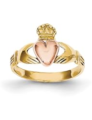 14k Two-tone Baby Claddagh Ring - Size 1 - JewelryWeb