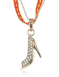 Betsey Johnson "Pave Pendants" Pave Shoe Pendant Necklace, 21"