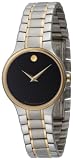 Movado Womens 0606389 Serio Two-Tone Stainless-Steel Black Round Dial Watch