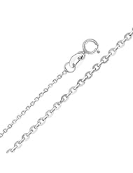 14K White Gold 1.2mm Side Diamond-cut Rolo Cable Chain Necklace with Spring-ring Clasp - 18" Inches