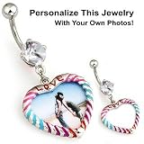 Add Your Picture Heart Charm Navel Jewelry
