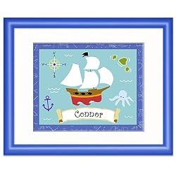 Pirates Blue Personalized Print (medium blue)