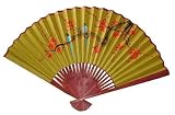 Unique Asian Art & Gifts - 24" Chinese Green Painted Decorative Wall Fan - Birds on Lucky Red Tree #8