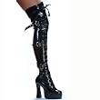 5 Inch Women's Sexy Thigh High Boot Chunky Heel Mid Platform With Buckles