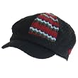 New Knit Panel Newsboy Gatsby Driver Cabby Cap Hat * Black and Red * Small / Medium