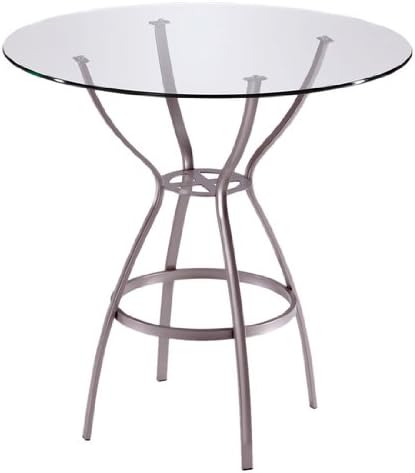 Trica Rome Dining Height Table with Glass Top, 28-1/2 inch H, 36 inch Dia. Glass Top, Glossy White