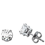 Beautiful! 14k White-gold Pair 07.50MM=(3Ct TW) Round Moissanite Stud Earrings