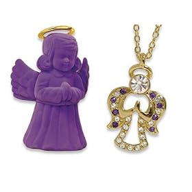 Guiding Angel Crystal Birthstone Pendant w/ Figural Gift Box! thumbnail
