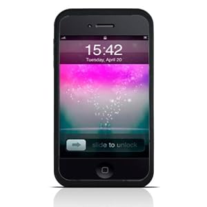 MiVizu Black iPhone 4G Skin Case for iPhone 4 / 4th Generation compatible with 16GB / 32GB + Screen Protector and MiniSuit LCD Cleaner keychain
