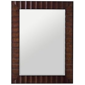  Washed Brown Finish Scalloped 42 inch High Wall Mirror