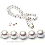 AAA Quality 18 Inch Round 6.5-7mm White Akoya SaltWater Cultured Pearl Necklace & Earrings Set