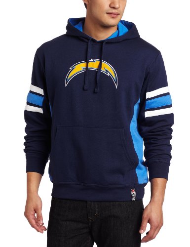 NFL Men's San Diego Chargers Passing Game II Long Sleeve Hooded Fleece Pullover (Athletic Navy/Sport Blue/White, Large)