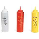TableCraft 1112KMC 3-Piece Nostalgia Squeeze Bottle Set, 12-Ounce