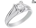 Engagement Ring: 18K Pure White Gold 1 Carat (ctw) Diamond Princess Cut Solitaire