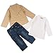 Lisli 3Pcs Baby Infant Toddler Boys Long Sleeve Shirt+Pant+Coat Overall Outfit Set (2T, Camel)