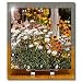 A Flower Garden with White, Orange and Yellow near a Wooden Fence - 6x6 Desk Clock