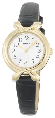 Timex Womens T2M743 Classic Black Leather Strap Watch