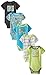 DC Shoes Co Baby-Boys Newborn 5 Pack Bodysuits - Blue Lime Dark Gray Group