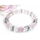 パワーストーン*天然石・ローズクォーツ&水晶&ロンデル+*キラキラブレスレット
