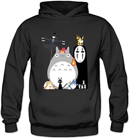 SHFL Women's Cute Totoro Cartoon Cool Hoodie Sweatshirts Black XXL