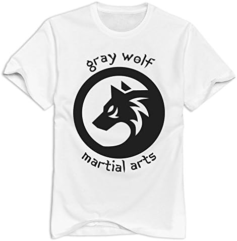 GIYW Men's Gray Wolf T-Shirt White US Size L,100% Organic Cotton