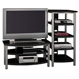 Black and Silver Widescreen TV Stand and Audio Tower Set Verona Collection by Bush Office Furniture