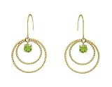 10k Yellow Gold Peridot Circle Dangle Earrings