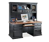Southampton Onyx Desk with Hutch Medium Oak Top/Southampton Black Onyx
