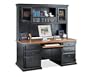Southampton Onyx Desk with Hutch Medium Oak Top/Southampton Black Onyx
