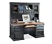 Distressed Black with Oak Top Desk with Hutch Medium Oak Top/Southampton Black Onyx