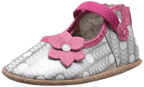 Robeez Becca Mary Jane Soft Sole Crib Shoe (Infant), Grey, 6-12 Months M US