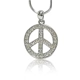 Silver tone Crystal Peace Necklace Fashion Jewelry