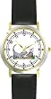 Group of Dinosaurs - Dinosaur Animal - WATCHBUDDY® DELUXE TWO-TONE THEME WATCH - Arabic Numbers - Black Leather Strap-Women's Size-Small