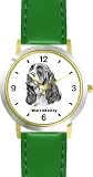 English Springer Spaniel (SC) Dog - WATCHBUDDY&reg; CLASSIC DELUXE TWO-TONE THEME WATCH - Arabic Numbers-Green Leather Strap-Size-Large ( Men's Size or Jumbo Women's Size )