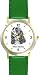 English Springer Spaniel (SC) Dog - WATCHBUDDY&reg; CLASSIC DELUXE TWO-TONE THEME WATCH - Arabic Numbers-Green Leather Strap-Size-Large ( Men's Size or Jumbo Women's Size )