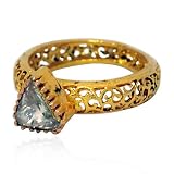 14k Solid Yellow Gold Ring 0.98cts Diamond Pave Ring Solitaire Ring Occasion Jewelry