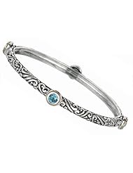 Phillip Gavriel 18K Yellow Gold and Sterling Silver Bangle With Four Blue Topaz Gems