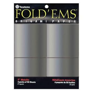 Yasutomo Y&C Fold Ems Origami Paper 3" Metallic Silver - Pack of 200 Sheets