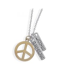 MMA Silver - 16 inch+2 inchExtension Necklace with Love and Peace Charms