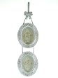 Shabby Victorian carved double oval frame with rope and bow