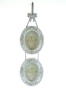 Shabby Victorian carved double oval frame with rope and bow
