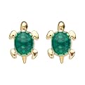 14K Yellow Gold Enamel Turtle Stud Earrings