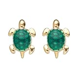 14K Yellow Gold Enamel Turtle Stud Earrings