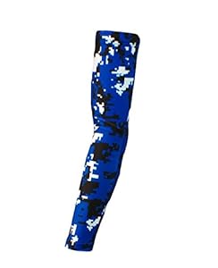 Moisture Wicking Sports Compression Arm Sleeve - Youth & Adult Sizes - Baseball Football Basketball (Royal Blue Digital Camo, YM)