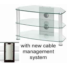 Glass TV Stand - Silver Legs and Clear Glass