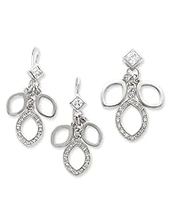 Sterling Silver Cz Dangle Pendant & Earring Set