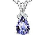 1.06 cttw 14k White Gold Genuine Tanzanite and Diamond Pendant - 14kt White or Yellow Gold