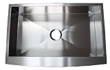 33 Inch Stainless Steel Single Bowl Curved Front Farmhouse Apron Kitchen Sink Zero Radius Design